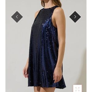 Sugarlips Navy Sequin Mini Dress
